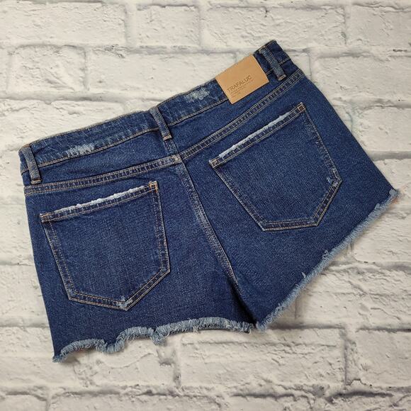 Zara Denim Trafaluc Shorts with Red Racing Stripe size 6 - Picture 3 of 13